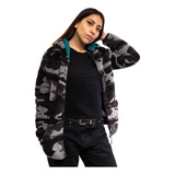 Polerón Sherpa De Mujer Spitfire Full Zipper Camo Gris