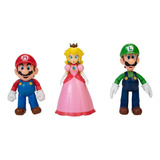 Set Con Mario Luigi Y Peach, 4 Pulgadas Con 3 Figuras 