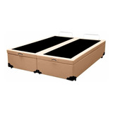 Cama Box Baú Queen Bipartido Sintético Bege - 158x198x40