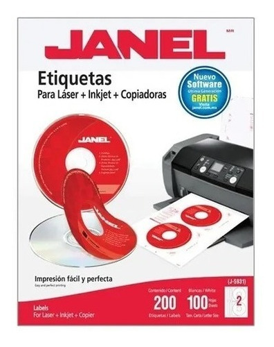 50 Etiquetas Janel Blanca Mate Para Rotular Cd Y Dvd Pp Full