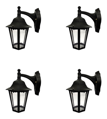 Aplique Exterior Farol E27 Venezia Negro Fuinyter Pack X 4