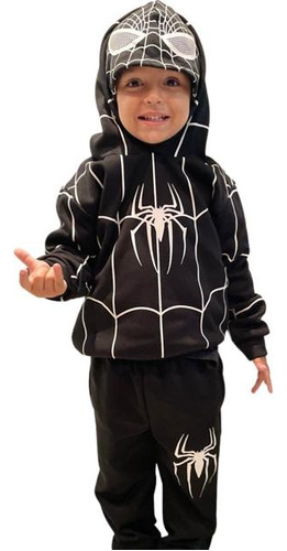 Conjunto Moletom Infantil Homem Aranha Black Flanelado