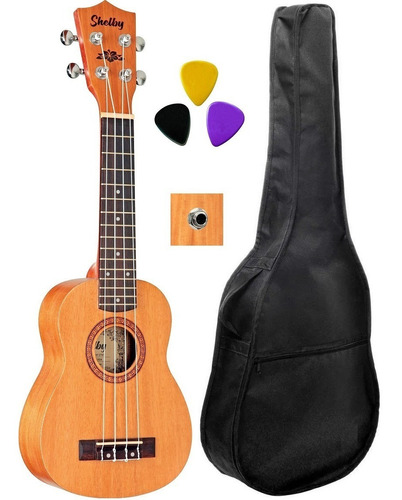 Ukulele Elétrico Shelby Soprano Su21m Com Capa E Palhetas