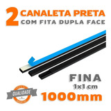 Kit 2 Canaleta Fina Fios Preto Pvc Com 1 Metro Resistente