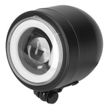 Faro Led Negro Para Moto, Diseño Vintage, Redondo, Con Forma