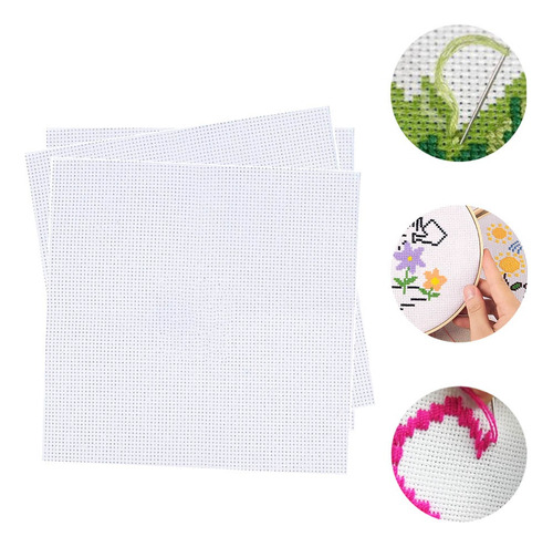 Set 3uds Tela Aida Para Bordar  30 X 30 Cm - Blanco 