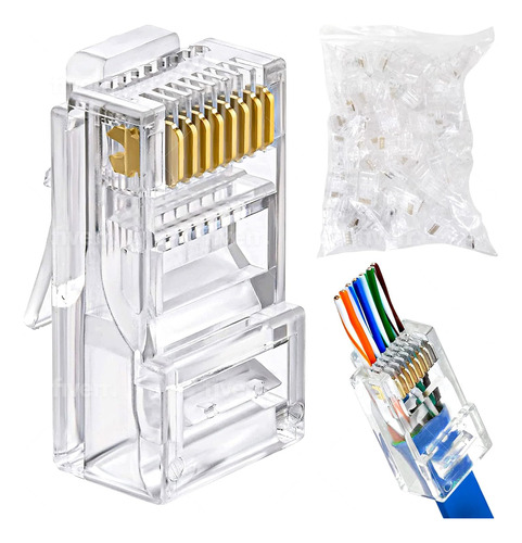 Conectores De Paso Rj45 Cat6, Conectores De Crimpado De Cabl