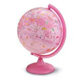 Globo Terrestre Politico Iluminado Rosa 25cm Bivolt Abajur 