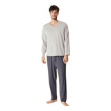 Pijama Longo Masculino 100% Algodão Hering - Cinza