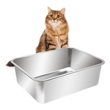 Kichwit Caja De Arena Para Gatos Abierta De Acero Inoxidable