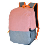 Mochila Mujer Hombre Porta Notebook Escolar Liviana Color Coral Claro Diseño De La Tela Liso