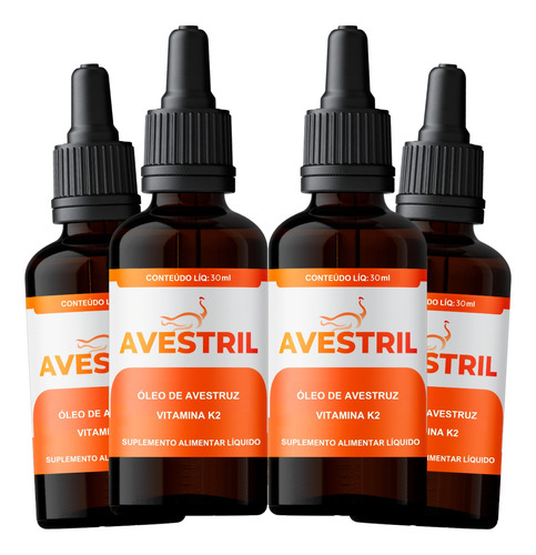 Avestril Óleo De Avestruz Vitamina K2 Envio Rápido Kit 4