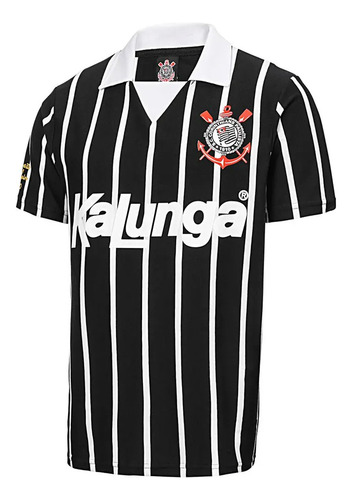 Camisa Polo Corinthians Retrô 1990 Original Preta Kalunga 