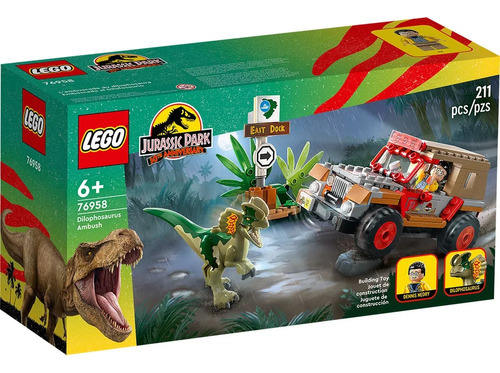 Lego 76958 - Emboscada Do Dilofossauro - Lego Jurassic World Quantidade De Peças 211