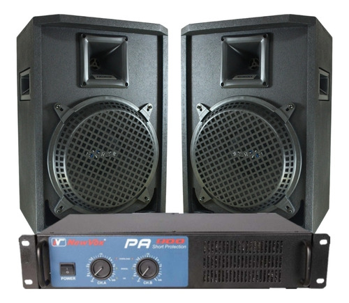 Kit 2 Caixas Acusticas Som + Amplificador Pa 600 Igreja 700w