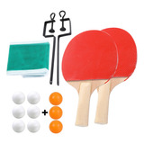 Raquete Ping Pong Tênis De Mesa Par + 9 Bolas + Rede