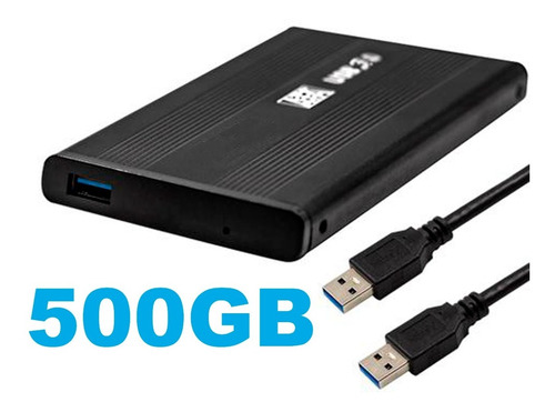 Hd Externo 500 Gb Usb 3.0 Slim Portátil Para Ps3 Ps4 Xbox Cor Preto