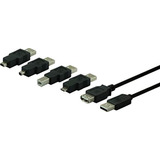 Cable Usb 2.0 kit, 6-ft Cable Usb W/6 assorted A/b Usb Adapt