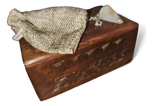 Pendulo Cuarzo, Amatista Etc Radiestesia Caja Madera