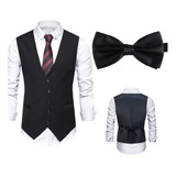 Set Chaleco De Vestir + Humita Satin Negra Gilette De Hombre