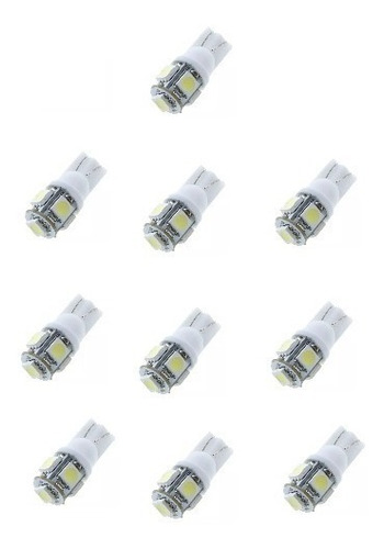 Led T10 Posicion 5 Led W5w Luz 6000k Blanco X10 Unidades