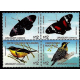 Fauna - Pájaros - Mariposas - Uruguay - Serie Mint