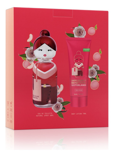 Set Benetton Sisterland Red Rose Edt80ml+bl75ml Zyweb