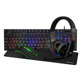 Kit Gamer 4x1 Ktrok Sensation Led 3200dpi Mousepad Grande Cor Do Mouse Rgb Cor Do Teclado Preto