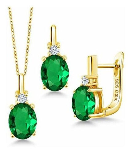 Juegos De Joyería Para Mu 6.95 Ct Verde Esmeralda Simulada B