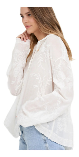 Blusa Camisa Bordada Broderie Blanca Nueva Temporada