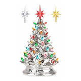 Mini Árbol De Cerámica De Navidad De Plata De 15 PuLG...