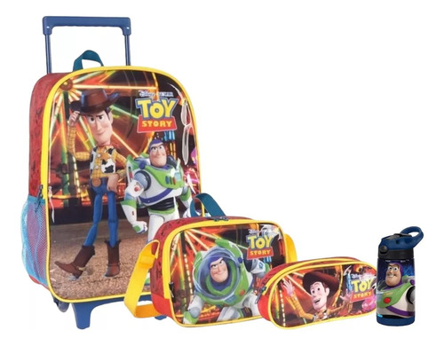 Kit Mochila Infantil Toy Story Woody Rodinhas Tam G Completo