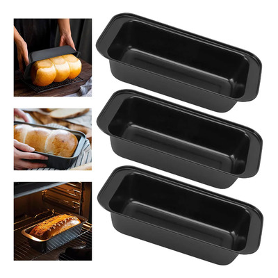 Molde Charola Para Panque Pan De Caja Acero Carbonizado 3pzs, Juego De Caja De Repostería Pastelería, Molde Cupcakes... Negro