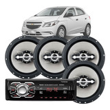 Kit 04 Alto Falantes Portas Gm Onix + Radio Bluetooth Mp3