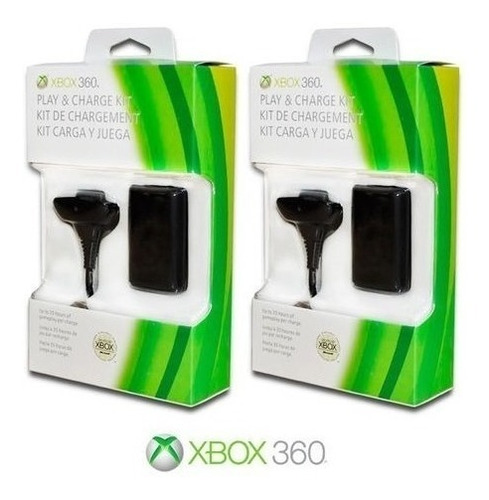 2 Duas Bateria Cabo Carregador De Controle Joystick Xbox 360