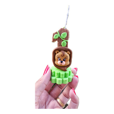 Topo De Bolo Vela Personalizada Tema Safari Baby 1 Ano