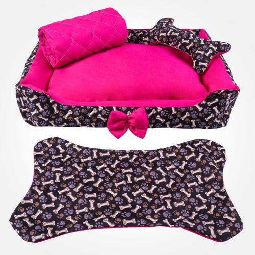 Caminha Casinha Cachorro Gato Pet Kit 4 Pçs Médio Com Zíper Cor Pink