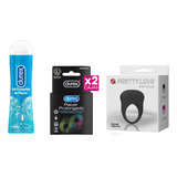 Combo Preservativos Placer Prolong.+ Anillo Vibrador B.+ Gel