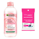 2 Pack Agua D Rosas Garnier Desmaquillante 700ml + Toallitas