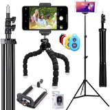 Kit Youtuber Tripé Profissional Pedestal Celular + Bluetooth