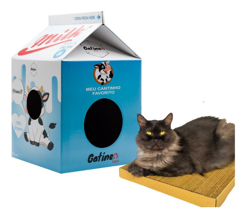 Arranhador Gato Casa Caixa De Leite - Gatíneos Toys