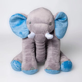 Almofada Elefante Pelúcia 45cm Travesseiro Bebê Antialérgico Cor Cinza/azul