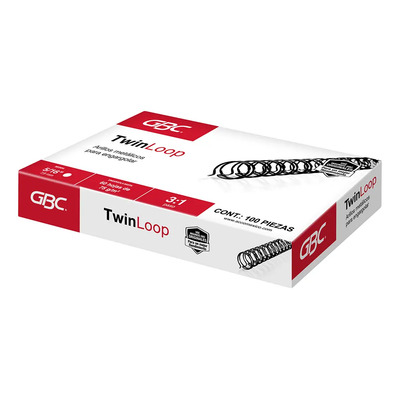 Arillo Metálico Twinloop Gbc 5/16 Pulgadas Paso 3:1 -100 Pzs Color Negro