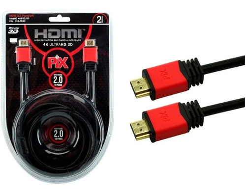 Cabo Hdmi Premium 2.0 4k Hdr 19p Ultra C/ Filtro - 2 Metros 