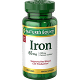 Hierro Natures Bounty Iron 65 Mg 100 Tabletas Sabor N/a