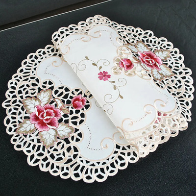 Mantel De Encaje Para Mesa, De Tela Satinada, Ovalada