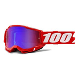 Goggle 100% Accuri 2 Red Mirror Red/blue Lens Color De La Lente Azul Color Del Armazón Rojo Talla Adulto