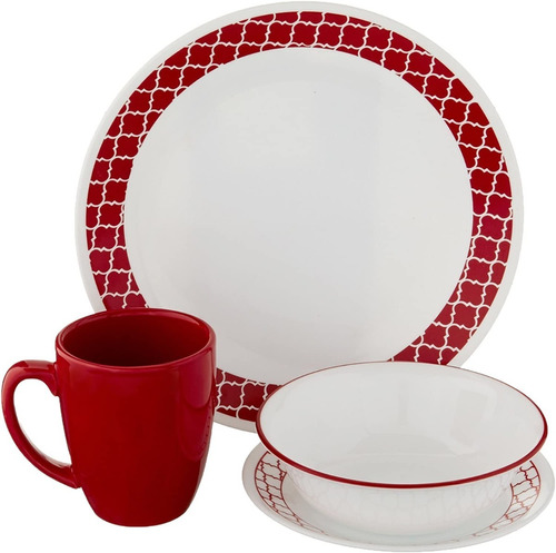 Corelle Livingware 16 Piezas Carmesi Enrejado