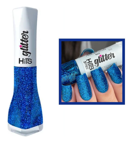 Esmalte Hits Glitter Seul Azul Royal Longa Duração 5free