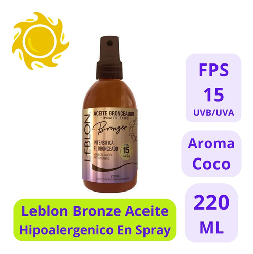 Leblon Bronzer Aceite Bronceador Fps 6 220ml - 1uds